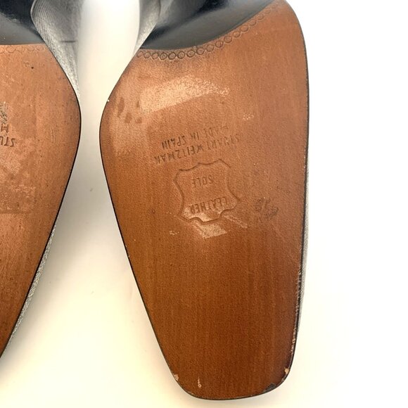 Stuart Weitzman Size 9 AA Silver Satin Square Toe Pumps Womans Shoes Heels - Picture 11 of 12